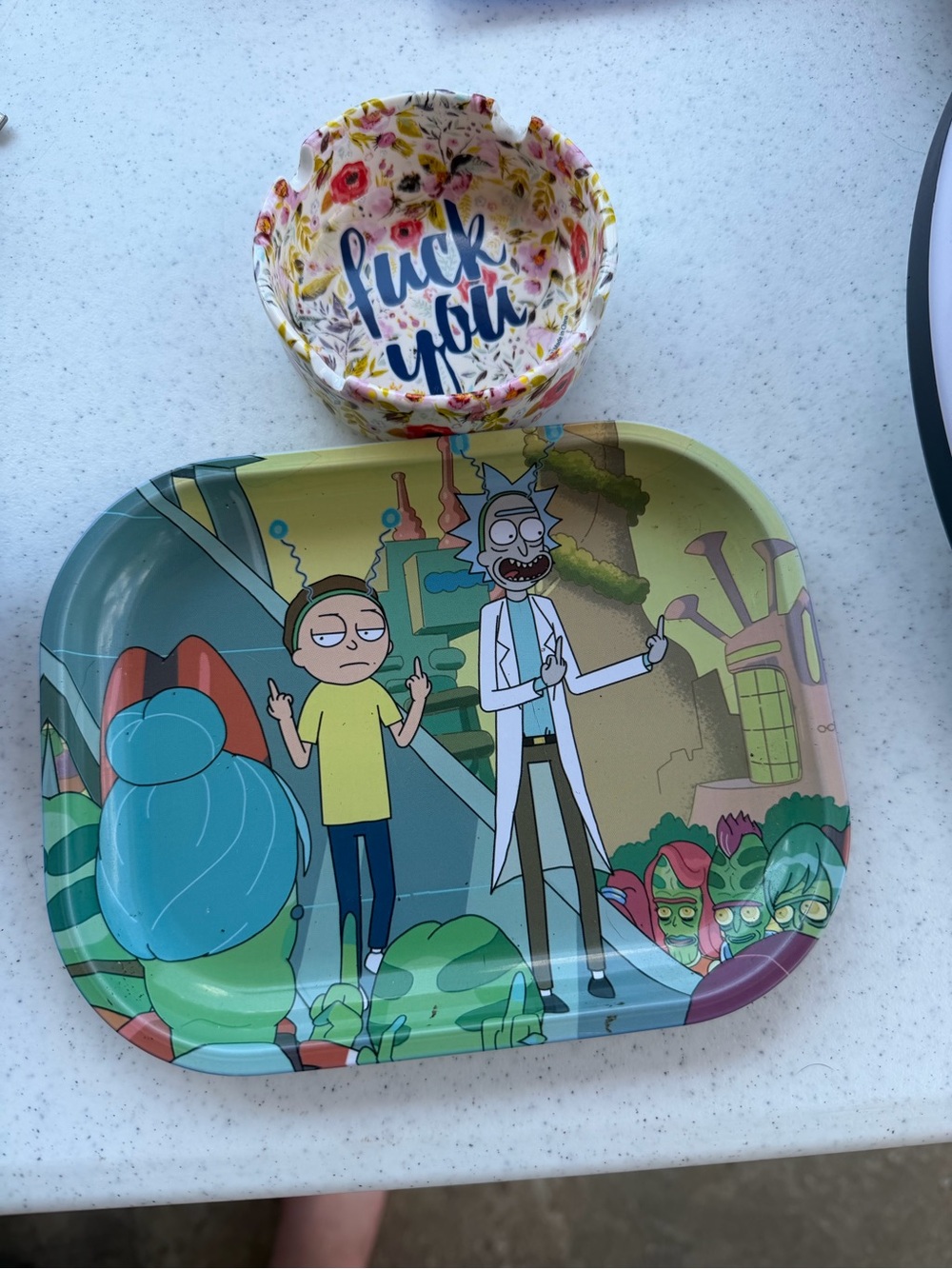 Spencer's Rick and Morty Multicolor Character Rolling Tray